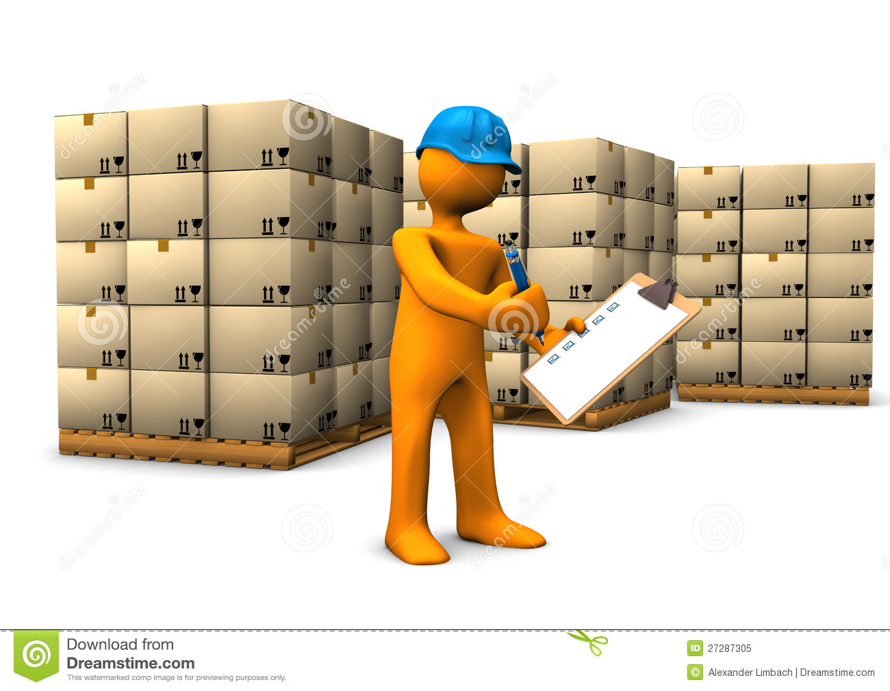Orange Cartoon Character With Clipboard And Pallets  White Background 