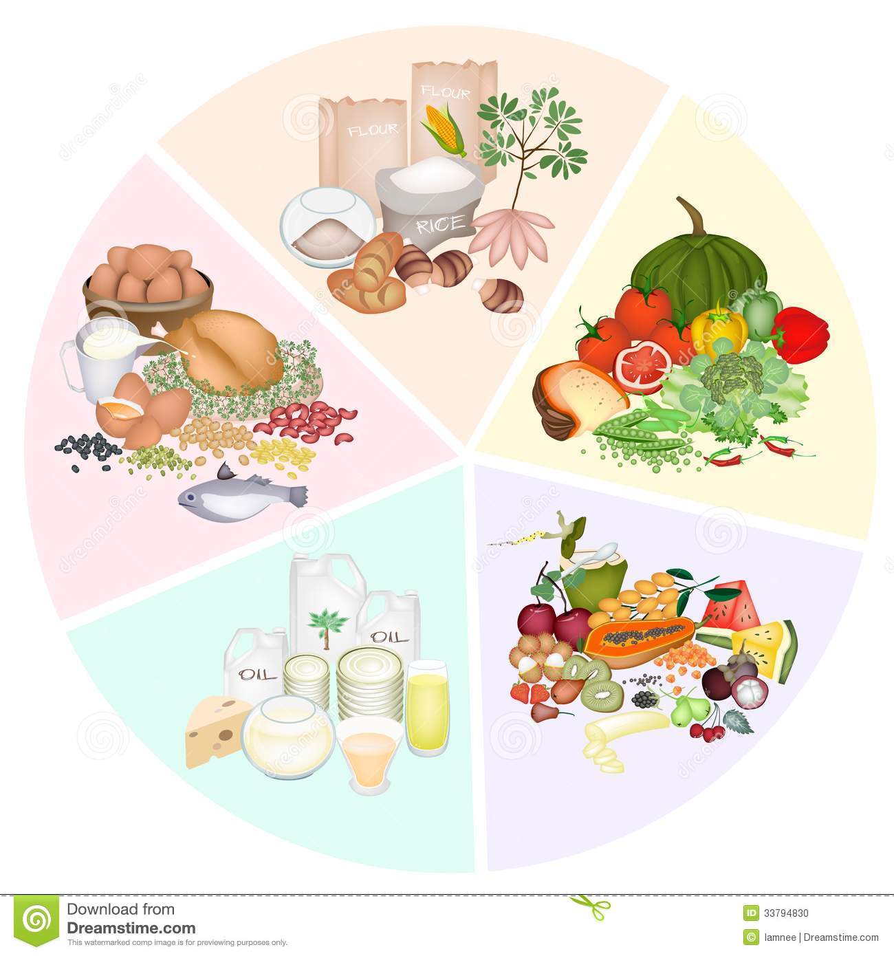 Pie Chart Of Food Groups For Carbohydrate Protein Fat Vitamin And