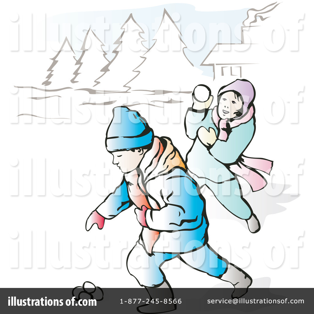 Royalty Free  Rf  Snowball Fight Clipart Illustration By Patrimonio