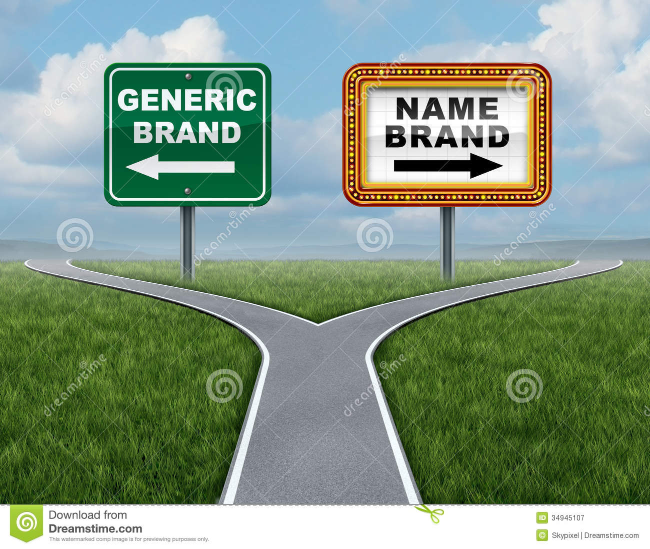 Royalty Free Stock Photography  Generic Brand Versus Brand Name