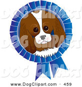     Spaniel Dog Face On A Blue Prize Ribbon For A Dog Show By Maria Bell