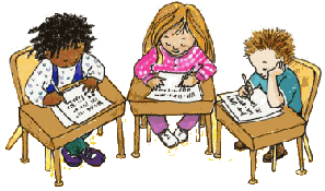 Students At Desk Writing Clipart