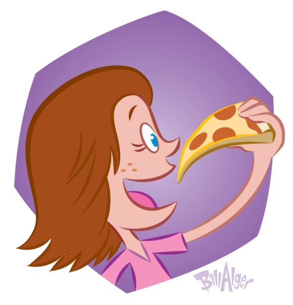 Stuff   Lucky Girl Eating Yummy Slice Of Piping Hot Pepperoni Pizza