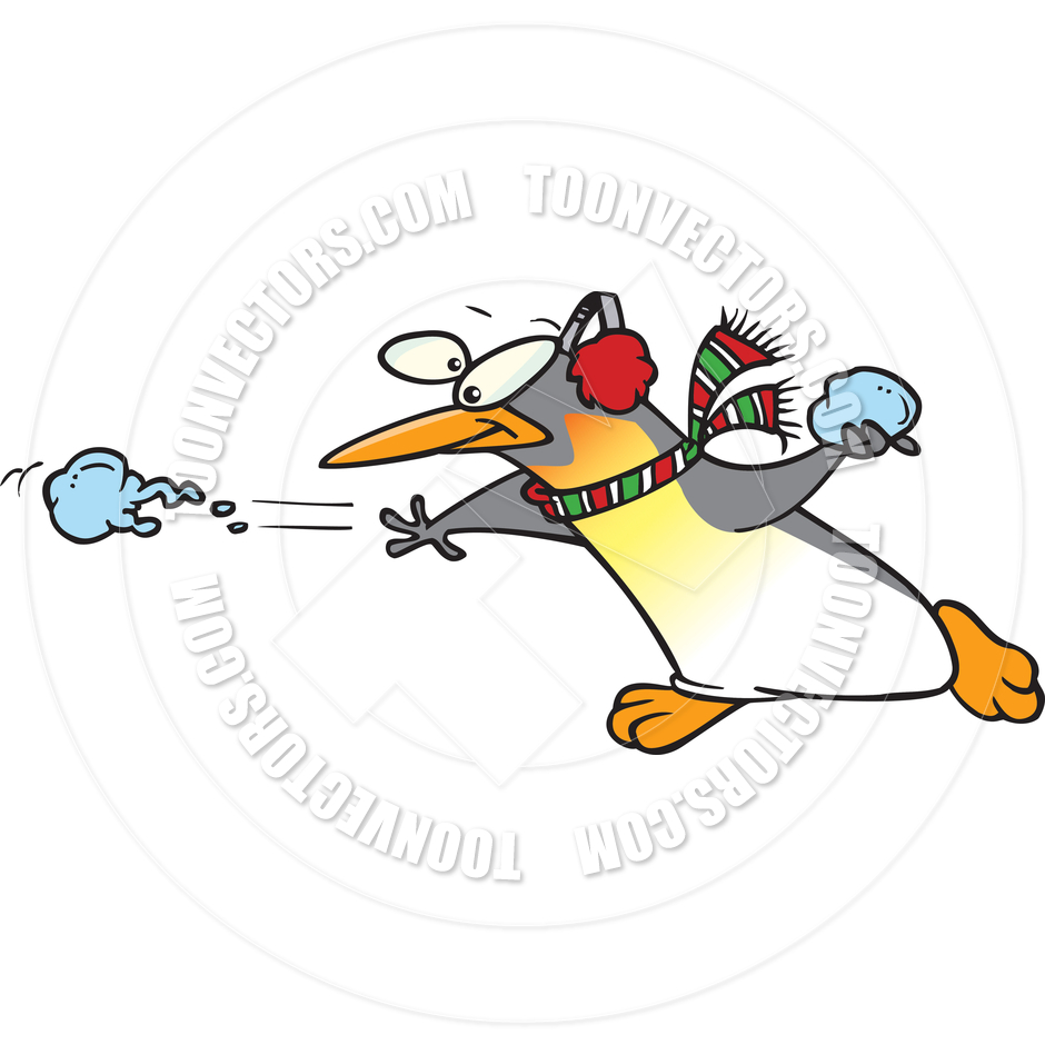Throwing Snowball Clipart Cartoon Penguin Snowball Fight
