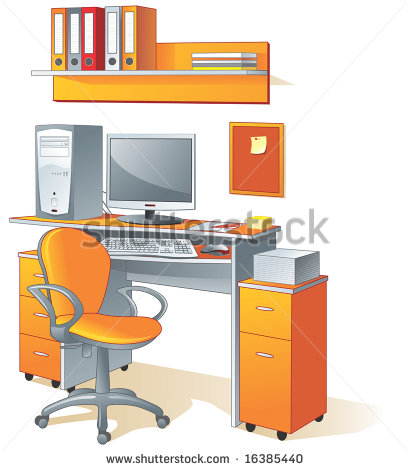 Vector   Desk Computer Chair Files   Office Furniture And Supplies