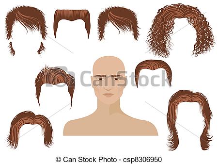 Vector   Hairstyle Man Face And Set Of Haircuts   Stock Illustration