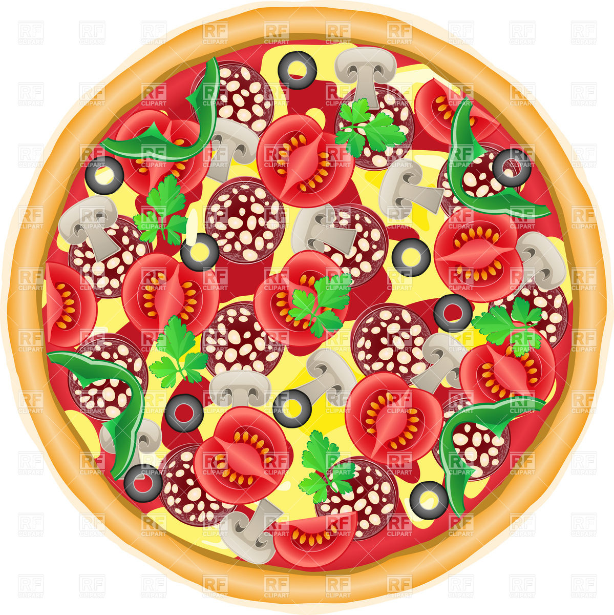 Whole Pie Pizza Top View Download Royalty Free Vector Clipart  Eps