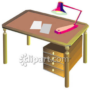 Wooden Writing Desk   Royalty Free Clipart Picture