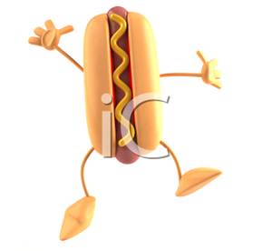 3d Hot Dog Dancing   Royalty Free Clipart Picture