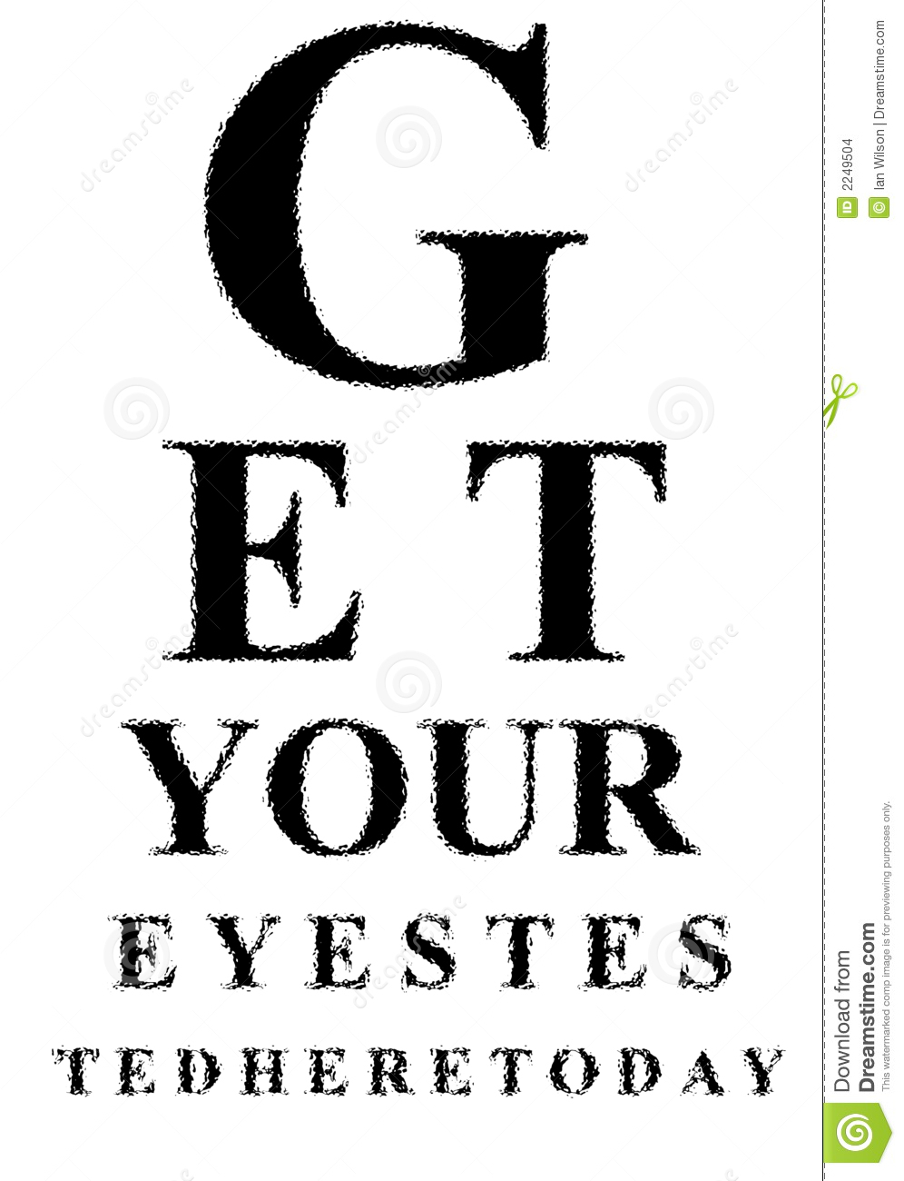 An Eye Test Chart Spelling Out The Message Get Your Eyes Tested Here