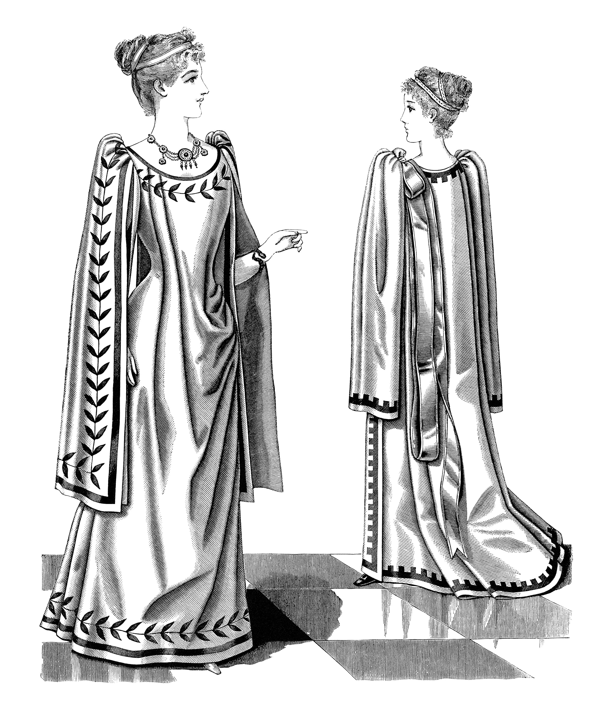 Black And White Clipart Edwardian Fashion Image Antique Tea Gown