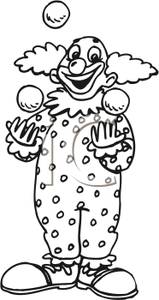 Black And White Clown Juggling Balls   Royalty Free Clipart Picture