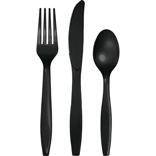 Black Plastic Cutlery   Assorted