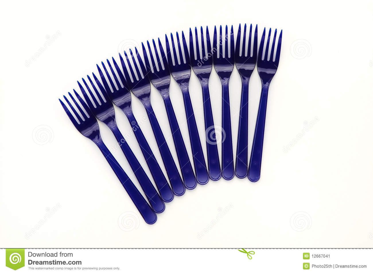 Blue Plastic Forks Isolated At White Background 