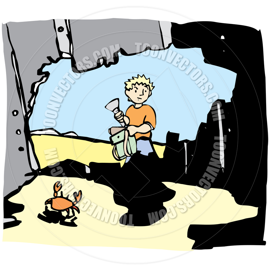Boy Exploring Cave By Xochicalco   Toon Vectors Eps  28040