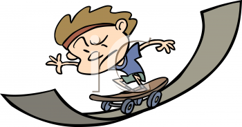 Cartoon Character Kid Riding A Skateboard   Royalty Free Clip Art