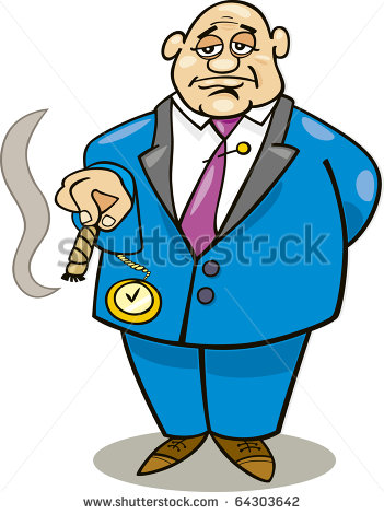 Cartoon Illustration Of Rich Man Smoking Cigar   64303642