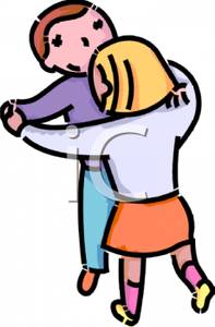 Cartoon Of A Boy And Girl Dancing   Royalty Free Clipart Picture