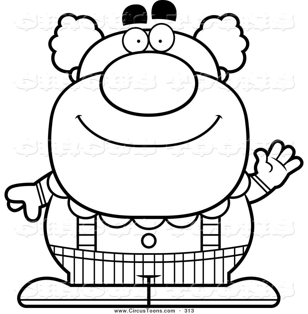 Circus Clipart Of A Black And White Waving Pudgy Circus Clown By Cory    
