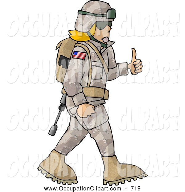 Clip Art Of A Cheerful Army Woman Giving Thumbs Up By Djart    719