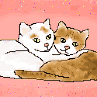 Clipart Animated Photo  2 Cats Cuddle X Eminyan6 Gif
