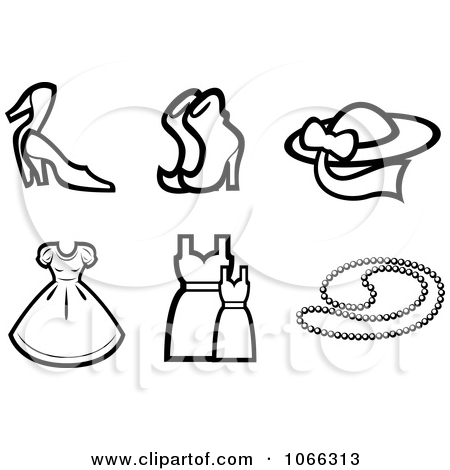 Clipart Black And White Fashion Icons 2   Royalty Free Vector    