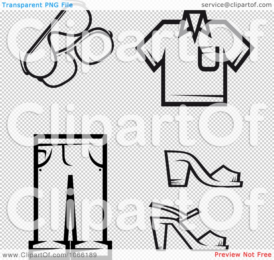 Clipart Black And White Fashion Icons 5   Royalty Free Vector
