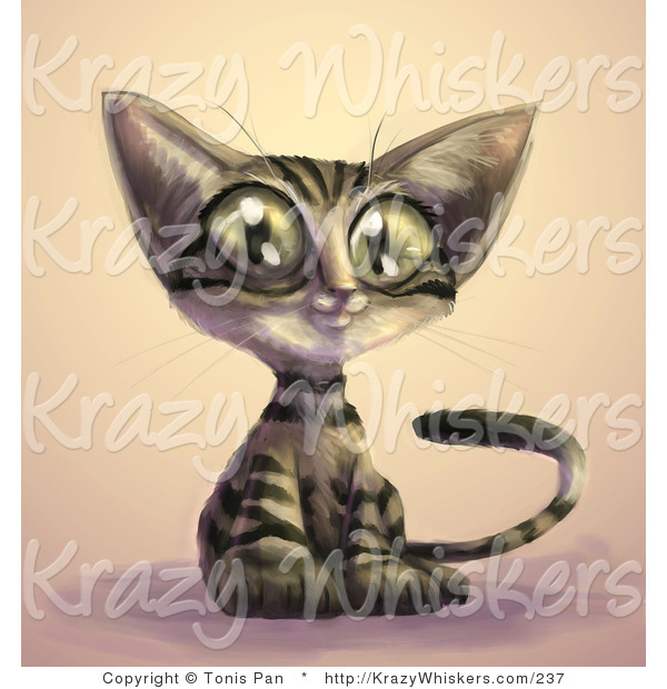 Critter Clipart Of A Cute Brown Tabby Cat With Black Stripes And Large    