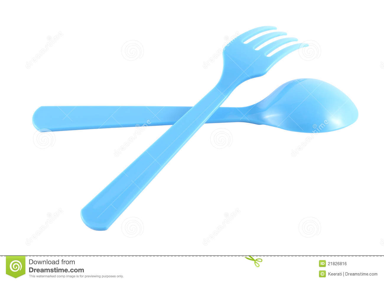 Cross Blue Plastic Spoon And Fork Royalty Free Stock Image   Image    