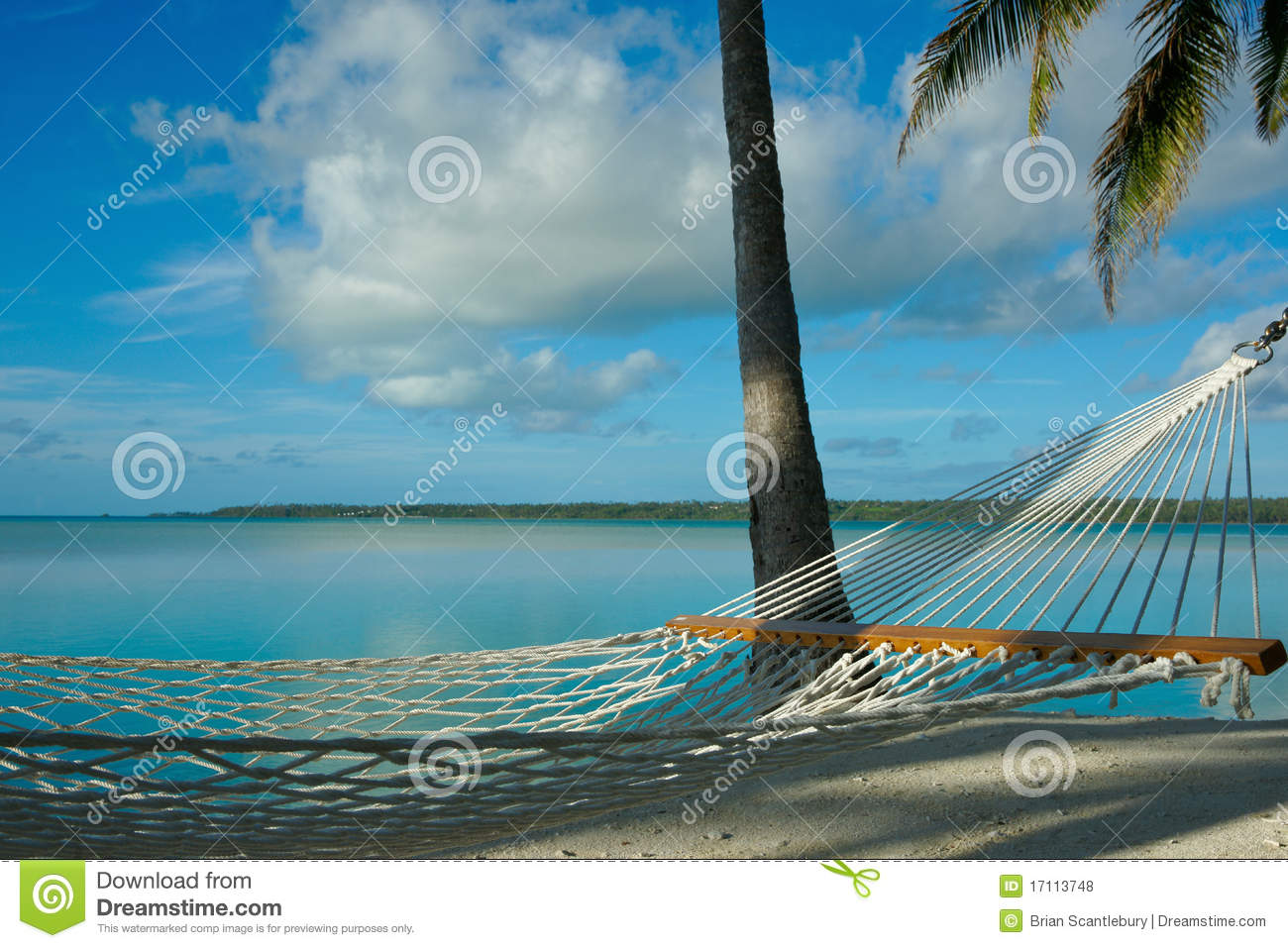 Empty Hammock Invites Someone To Relax In Front Of Beautiful Tropical