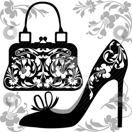 Fashion Concept Stock Vector Clipart Black Silhouettes Of Women Shoe