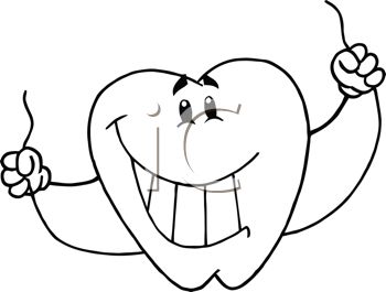 Picture Of A Happy Smiling Cartoon Tooth Holding Dental Floss In A