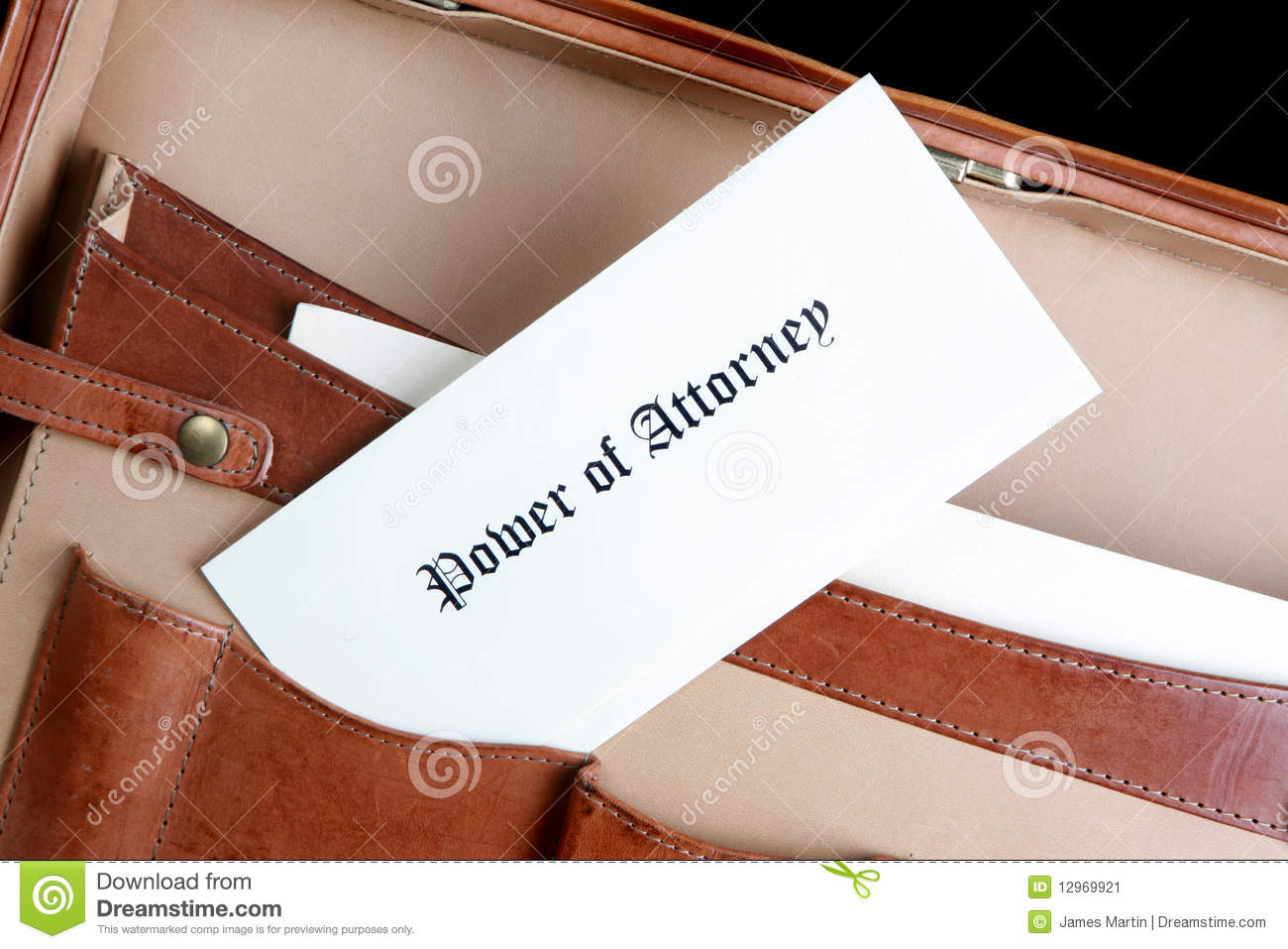 Power Of Attorney Document In A Leather Briefcase Stock Image   Image