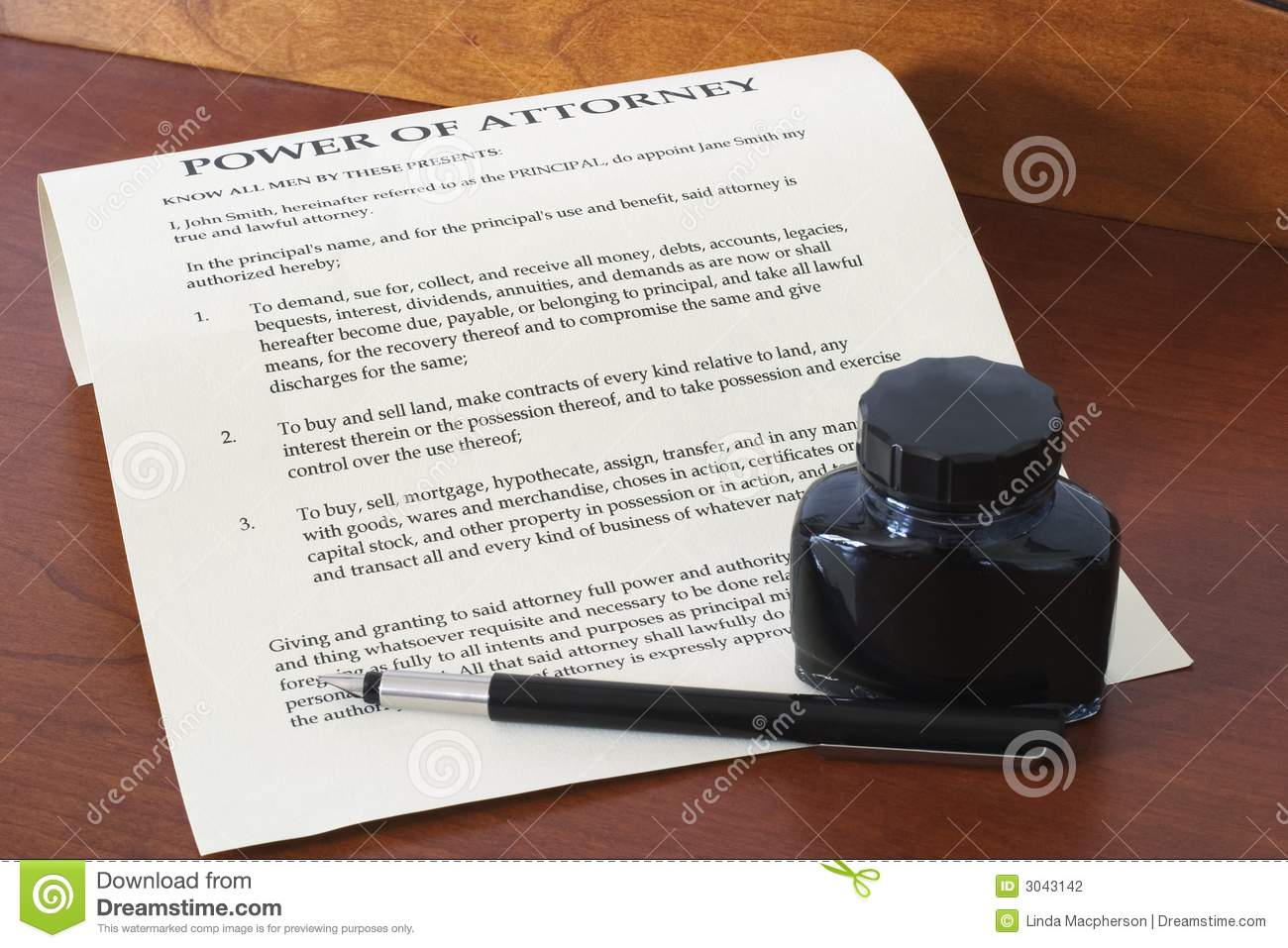 Power Of Attorney Document Ink And Pen  Document Was Created By The