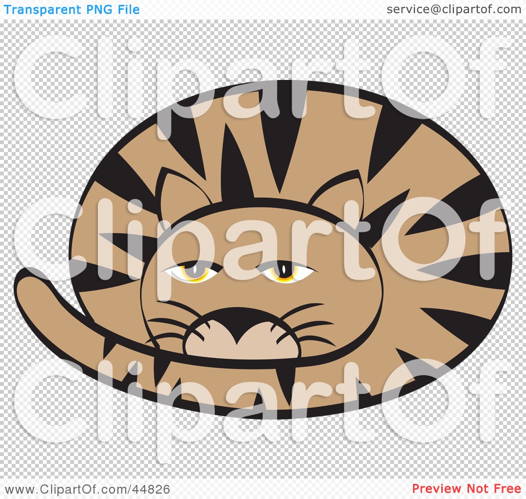 Rf  Clipart Illustration Of A Groggy Curled Up Brown Cat With Black