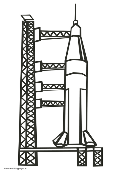 Rocket On Launch Pad Colouring Page   Mummypages Ie