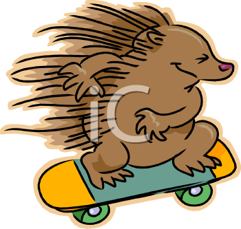 Royalty Free Clip Art Image  Cartoon Of A Porcupine Riding A