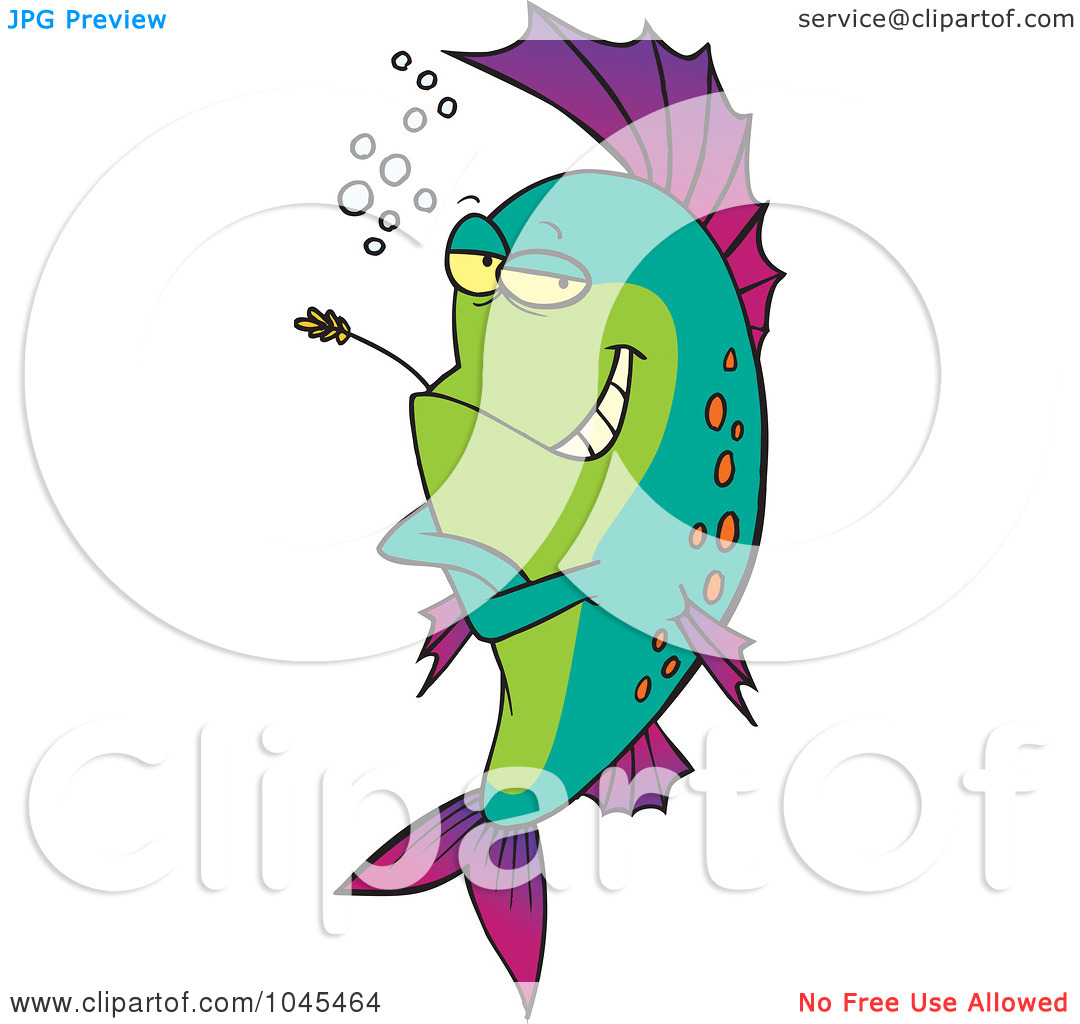 Royalty Free  Rf  Clip Art Illustration Of A Cartoon Cool Fish Chewing