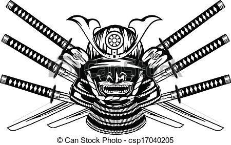 Samurai Helmet Menpo With Yodare Kake Crossed Katanas   Csp17040205