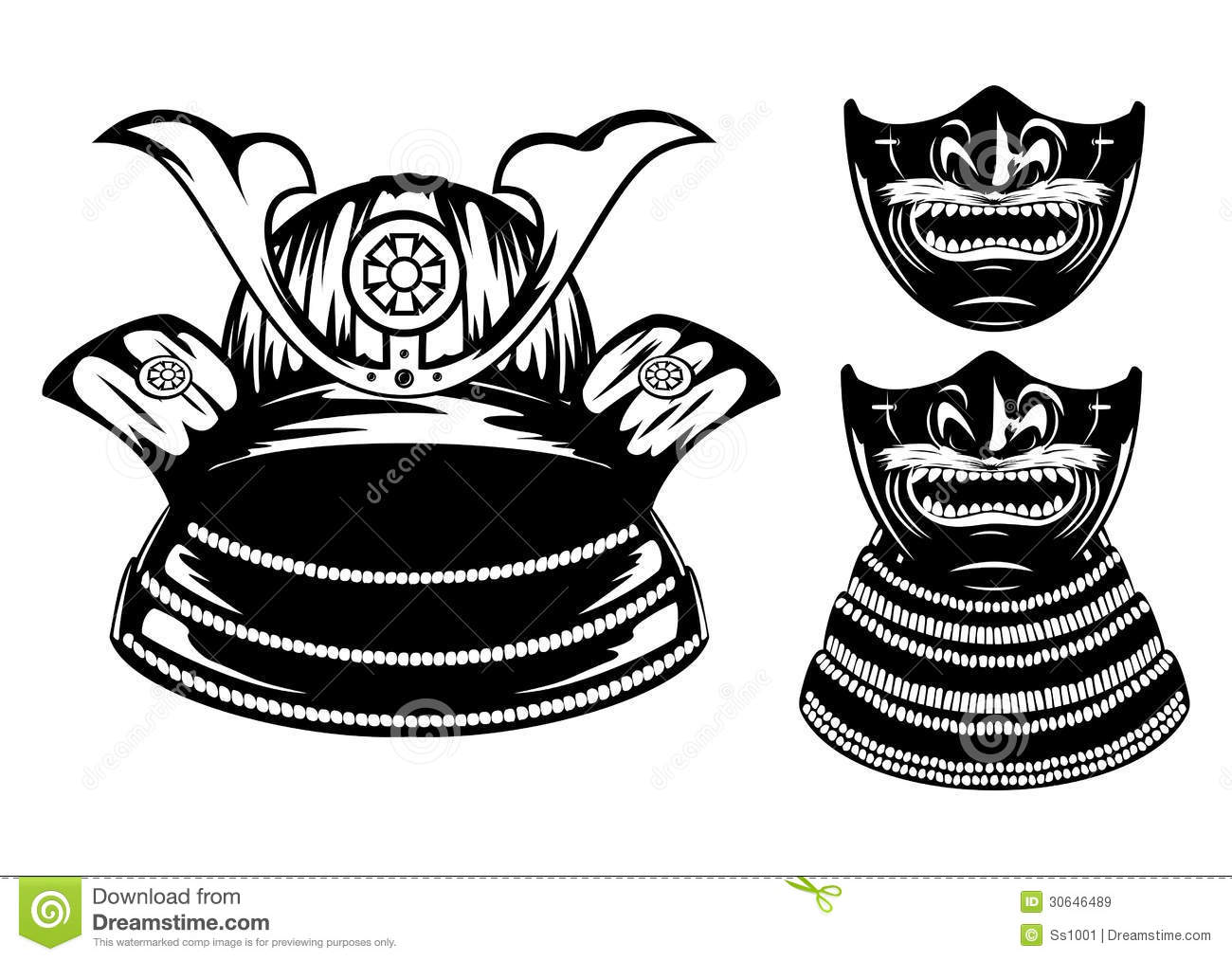 Samurai Helmet Silhouette Ronin Stock Illustrations Vectors