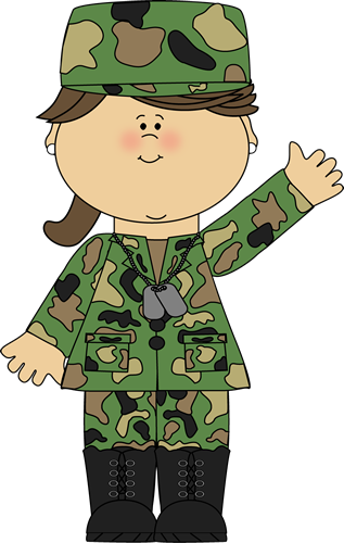 Soldier Waving Clip Art Image   Girl Wearing A Camoflauge Military