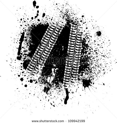 Spray Paint Blots With White Tire Tracks   Stock Vector
