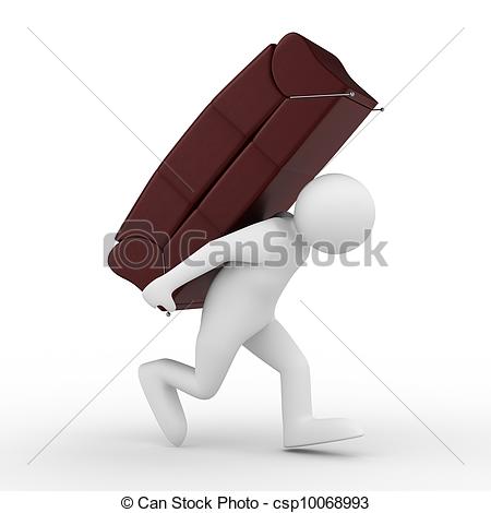 Stock Illustration   Men Carry Sofa On Back  Isolated 3d Image   Stock