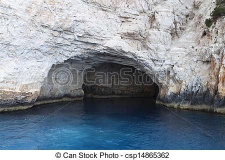 Stock Image Of Caves At Paxos Island In Greece   The Blue Sea Caves At