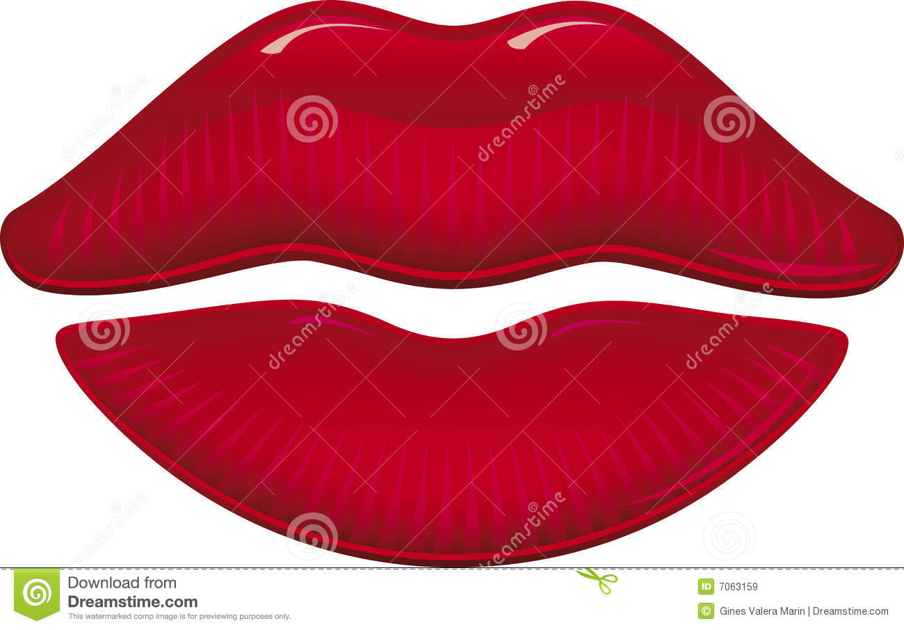 Vector Illustration Of Smiling Glossy Lips Icon Easy Color Changes