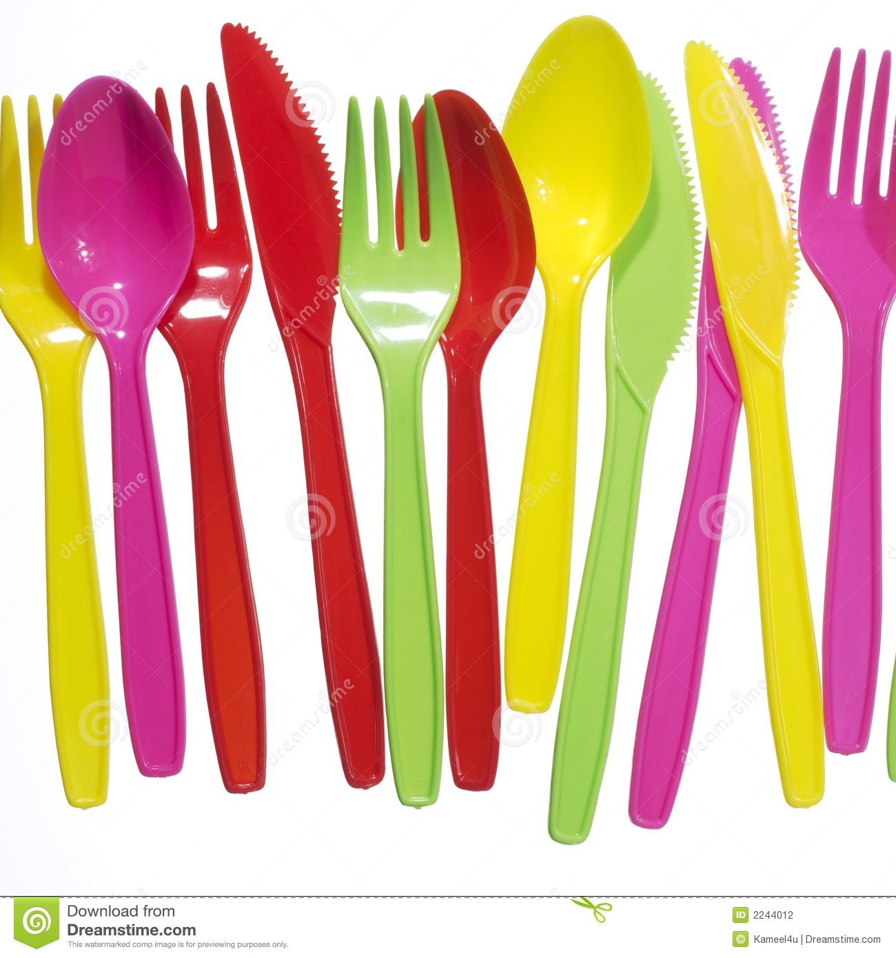 Vibrant Multicolored Forks Kives And Spoons  White Background