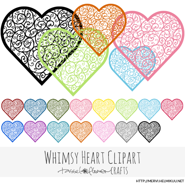 Whimsical Heart Clipart   Graphics   Clip Art   Luvly