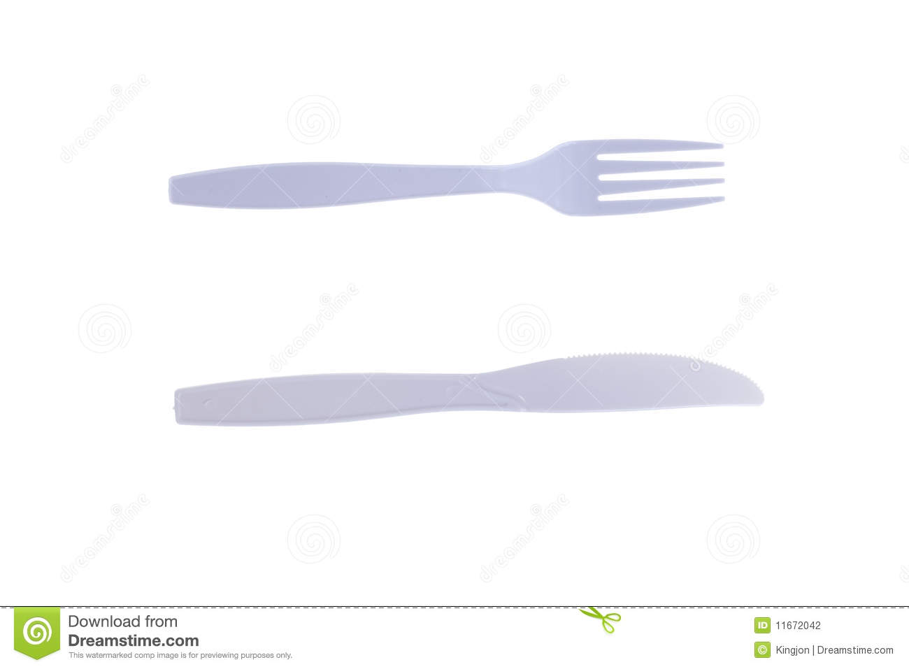 White Plastic Fork And Knife Isolated On White Stock Photography    