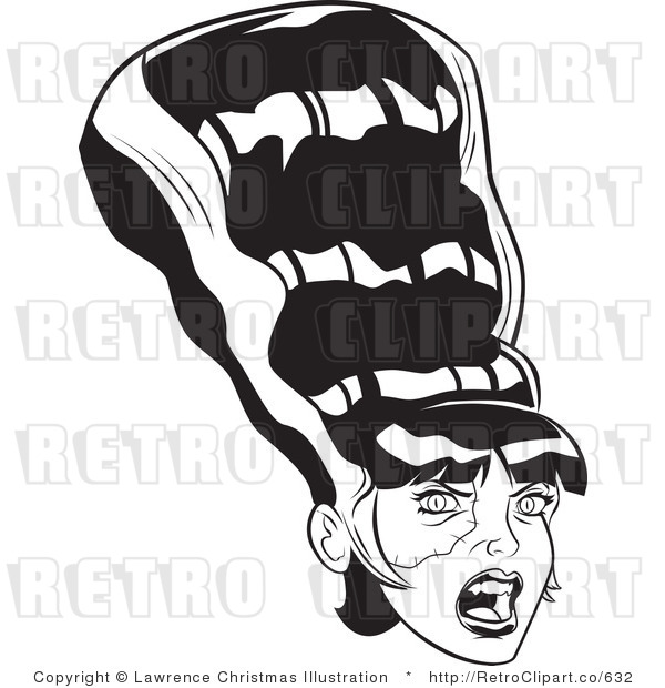     And White Bride Of Frankenstein Retro Royalty Free Vector Clipart