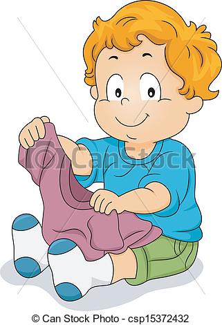 Boy Getting Dressed Clip Art Vector   Toddler Boy Holding A
